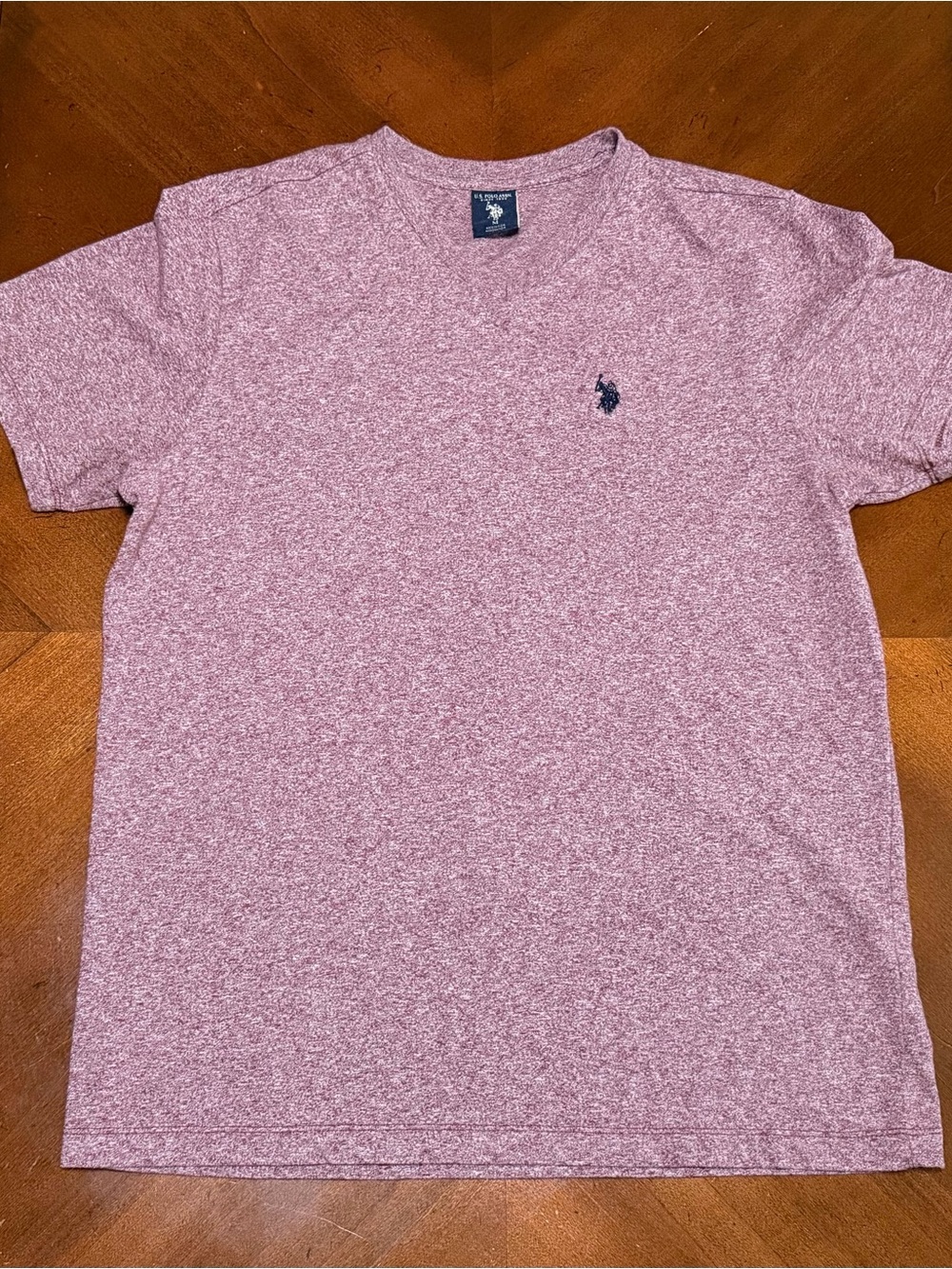 U.S Polo by Ralph Lauren Men's Heathered Pink Crew Neck T-Shirt